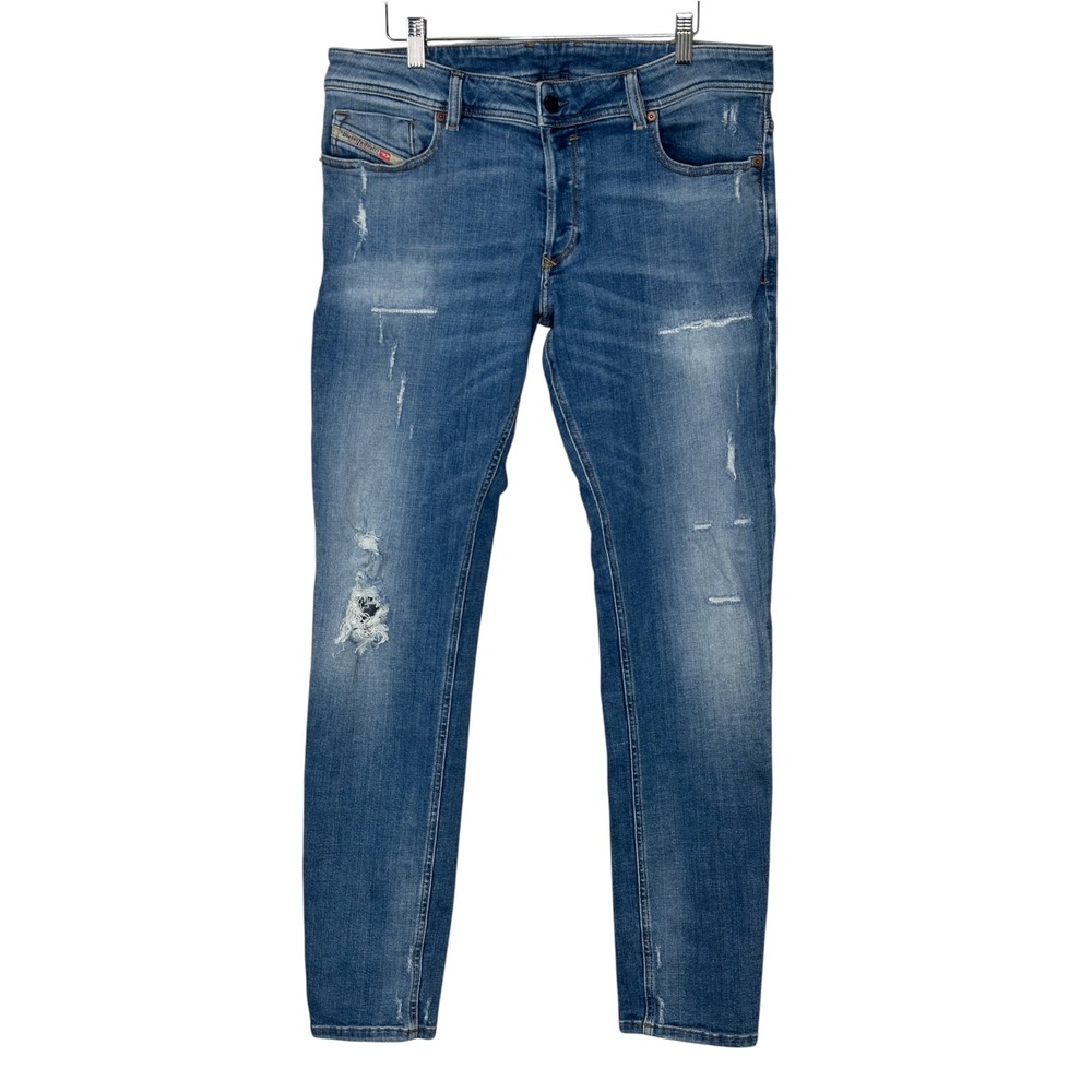 Diesel Sleenker Jeans 36 Blue Skinny Distressed 086AT Stretch Denim Pant